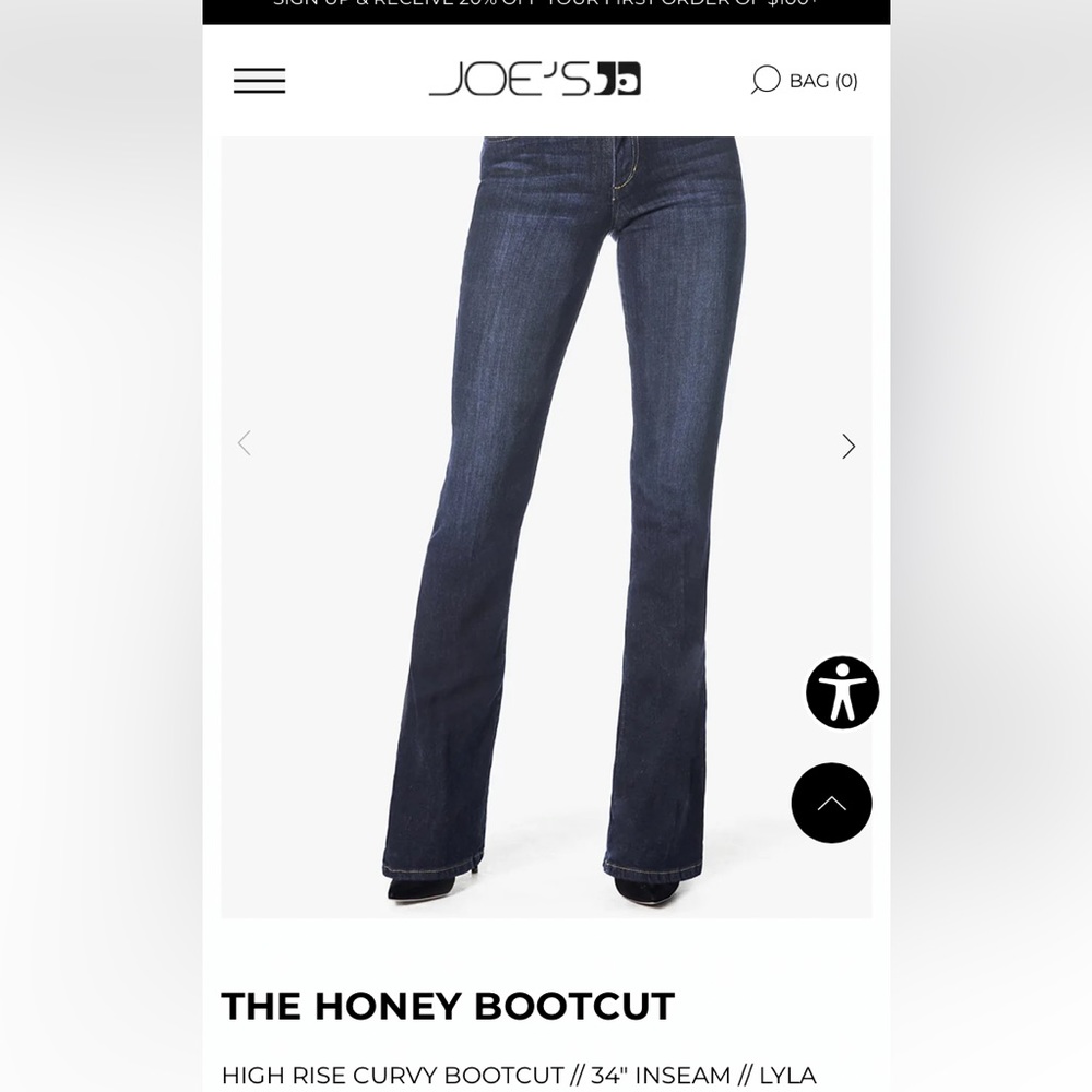 Joe’s Jeans The Honey Bootie Fit Jean Size 28 - Never Worn/Like Brand New